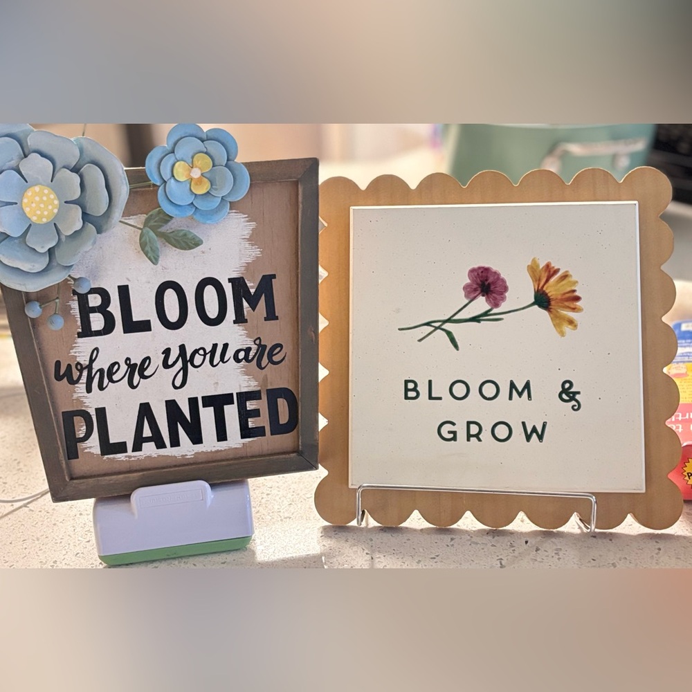 Floral Wall Art Set with Inspirational Quotes
